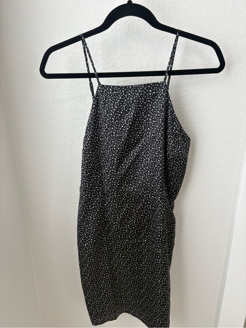 Spaghetti Strap Sheath Dress with White Dot Print